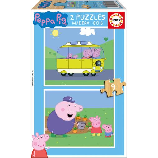 Puzzle Educa Peppa Pig 2 x 9 Piezas Madera