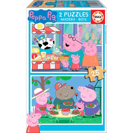 Puzzle Educa Peppa Pig de 2 x 25 Piezas Madera