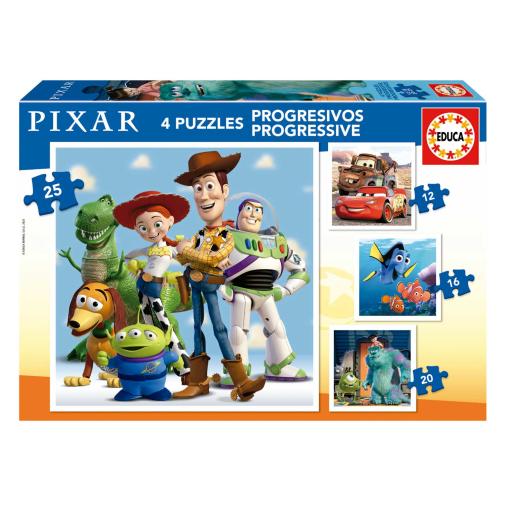 Puzzle Educa Pixar Progresivos 12+16+20+25 Pzs