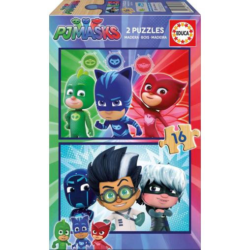 Puzzle Educa PJ Masks de 2 x 16 Piezas Madera