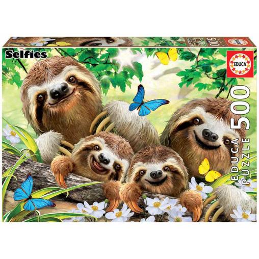 Puzzle Educa Selfie de Familia de Perezosos de 500 Piezas