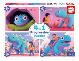 Puzzle Educa Simpáticos Dinos Progresivo 20+40+60+80 pzs