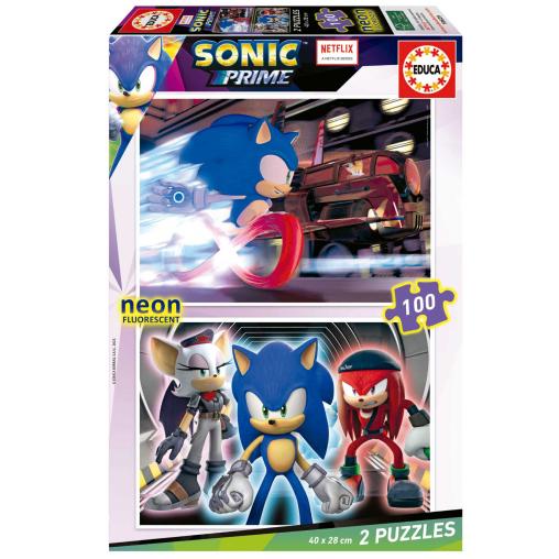 Puzzle Educa Sonic Prime Neón de 2 x 100 Piezas