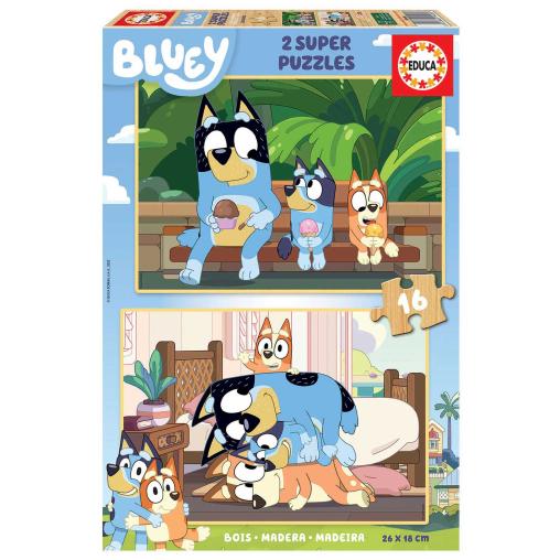 Puzzle Educa Bluey de 2x16 Pzs Madera