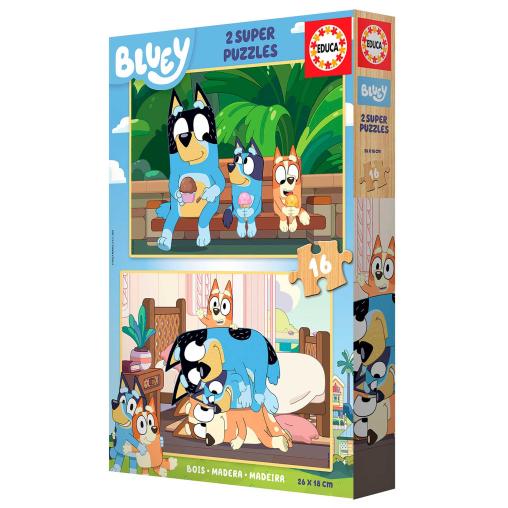 Puzzle Educa Bluey de 2x16 Pzs Madera