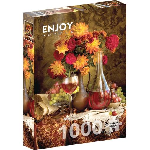 Puzzle Enjoy Dalias y Vino de 1000 Pzs