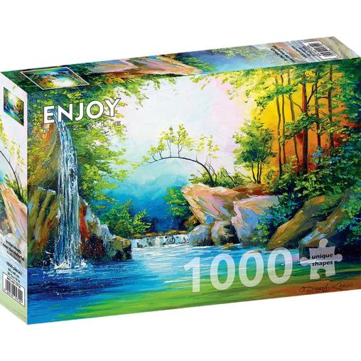 Puzzle Enjoy En el Bosque Cerca de la Cascada de 1000 Piezas