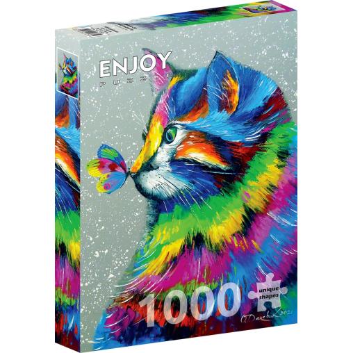 Puzzle Enjoy Gato Brillante y Mariposa de 1000 Piezas