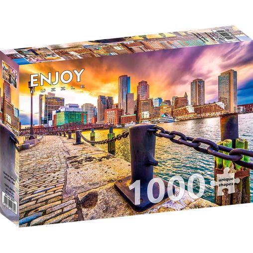 Puzzle Enjoy Puerto de Boston al Atardecer EEUU de 1000 Piezas