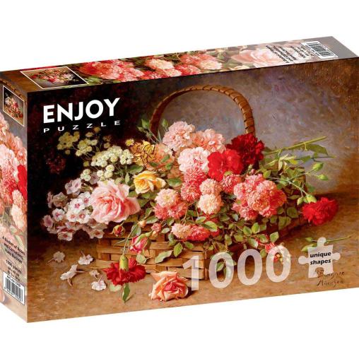 Puzzle Enjoy Una canasta de Rosas y Claveles de 1000 Pzs