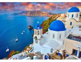 Puzzle Enjoy Vista de Santorini con Barcos de 1000 Pzs