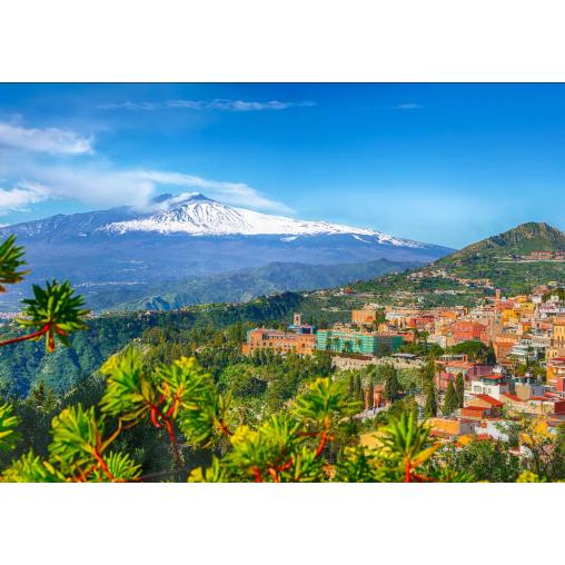 Puzzle Enjoy Volcán Etna y Taormina, Sicilia de 1000 Piezas