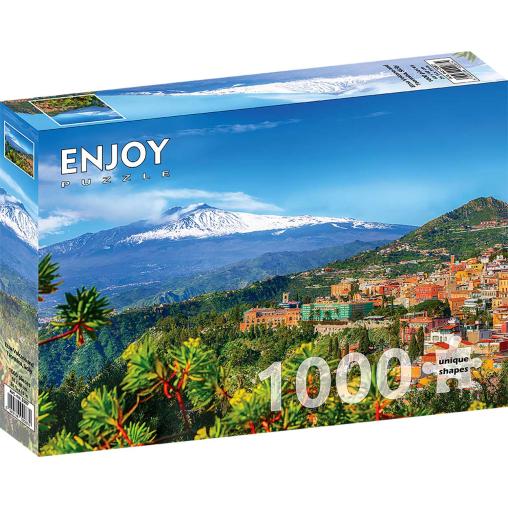 Puzzle Enjoy Volcán Etna y Taormina, Sicilia de 1000 Piezas