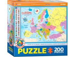 Puzzle Eurographics Mapa de Europa de 200 Piezas