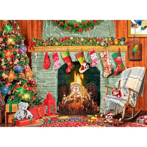 Puzzle Eurographics Navidad Junto a la Chimenea XXL de 500 Pzs