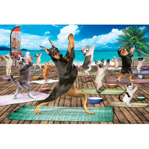 Puzzle Eurographics Yoga con Perros y Gatos XXL de 500 Piezas