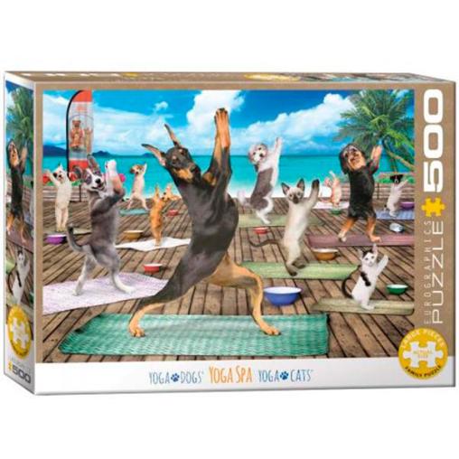 Puzzle Eurographics Yoga con Perros y Gatos XXL de 500 Piezas