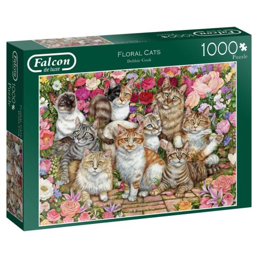 Puzzle Falcon Gatos en las Flores de 1000 Piezas