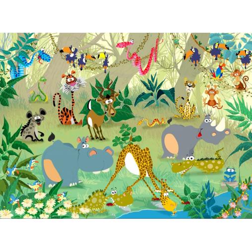 Puzzle Grafika Animales en la Selva de 2000 Piezas