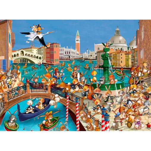 Puzzle Grafika Conejos en Venecia de 2000 Piezas