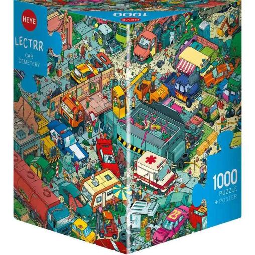 Puzzle Heye Cementerio de Coches Caja Triangular de 1000 Piezas