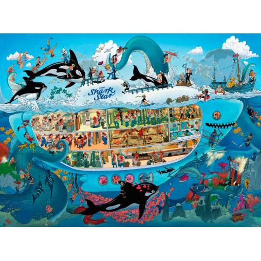 Puzzle Heye Diversión Submarina, Caja Triangular de 1500 Piezas