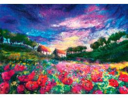 Puzzle Heye Felted Art, Amapolas en la Puesta de Sol de 1000 Pz