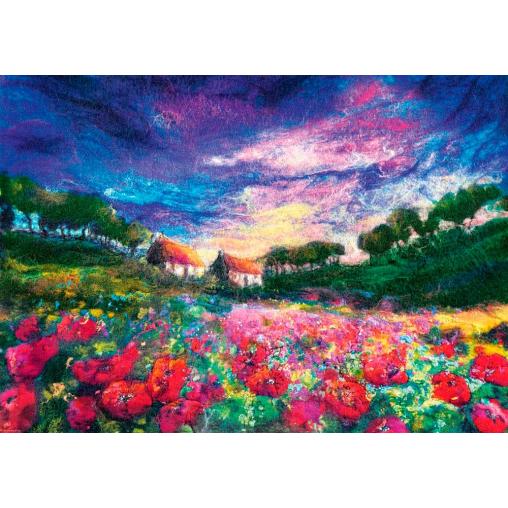 Puzzle Heye Felted Art, Amapolas en la Puesta de Sol de 1000 Pz