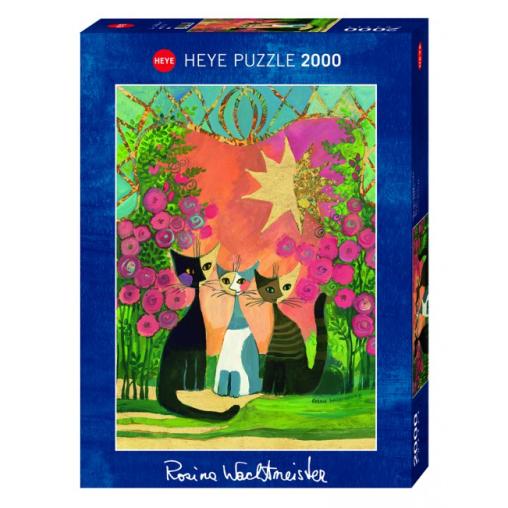 Puzzle Heye Gatos en el Jardín de Rosas de 2000 Piezas