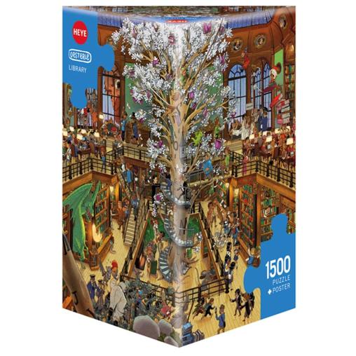 Puzzle Heye La Biblioteca, Caja Triangular de 1500 Piezas