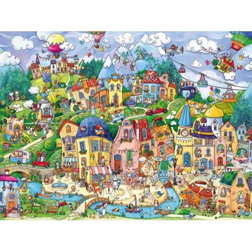 Puzzle Heye Happy Town (Boîte Triangulaire) 1500 Pièces