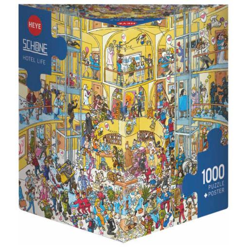 Puzzle Heye Vida en el Hotel, Caja Triangular de 1000 Pzs