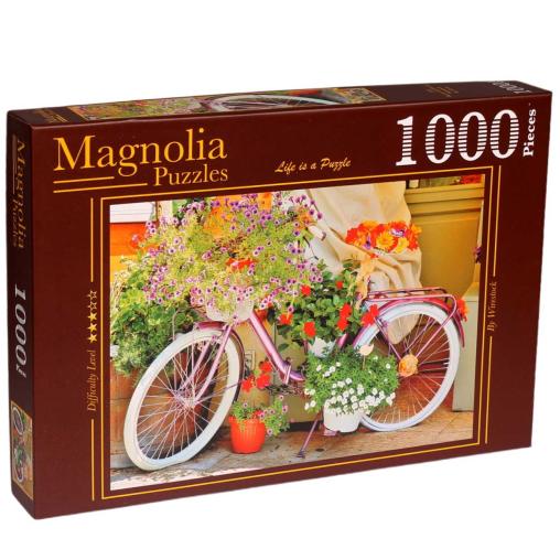 Puzzle Magnolia Bicicleta Con Flores de 1000 Piezas