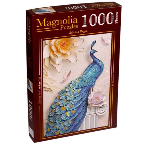 Puzzle Magnolia Pavo Real Azul de 1000 Piezas