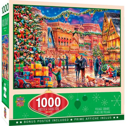 Puzzle MasterPieces Plaza del Pueblo en Navidad de 1000 Pzs