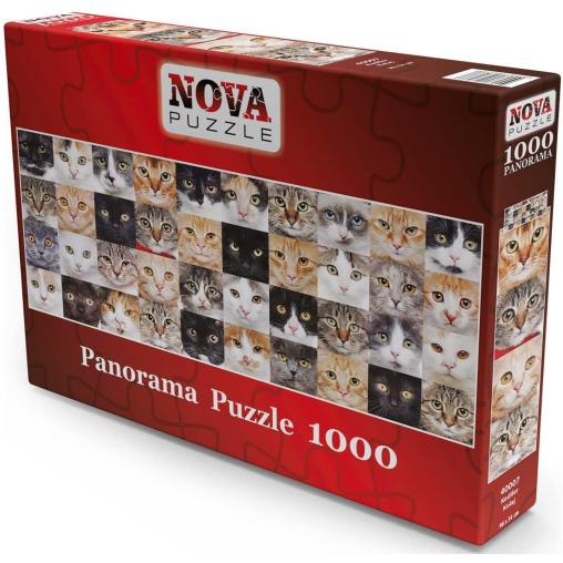 Puzzle Nova Panorama Collage de Gatos de 1000 Pzs