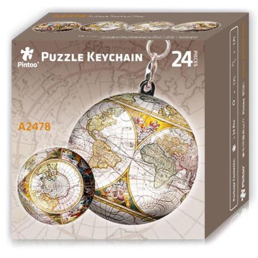 Puzzle Pintoo 3D Llavero Globo Terráqueo Antiguo de 24 Piezas