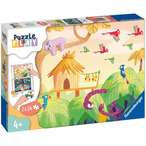 Puzzle-Play Ravensburger Explora la Jungla de 2x24 Piezas