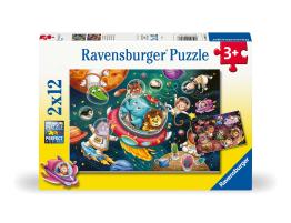 Puzzle Ravensburger Animales en el Espacio de 2x12 Piezas