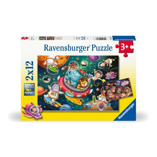 Puzzle Ravensburger Animales en el Espacio de 2x12 Piezas