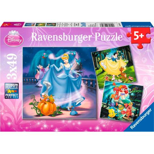 Puzzle Ravensburger Blancanieves, Cenicienta y Sirenita 3x49 P