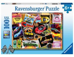 Puzzle Ravensburger Carteles de Carreras de Coches XXL de 100 P