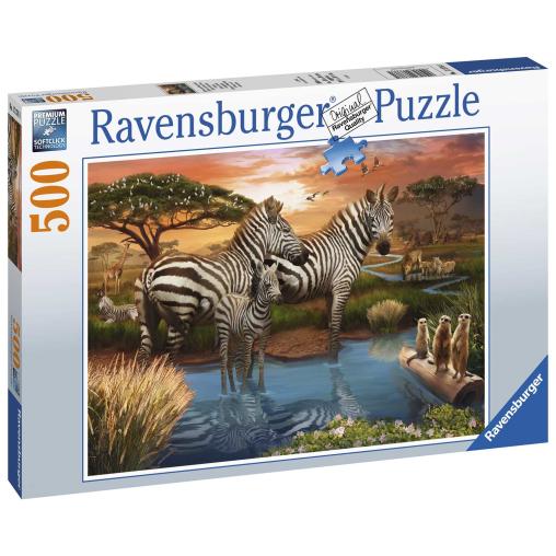 Puzzle Ravensburger Cebras en el Abrevadero de 500 Piezas