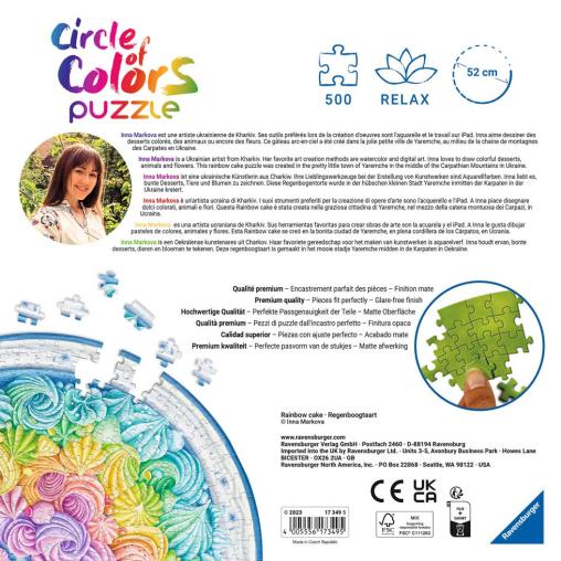 Puzzle Ravensburger Circular Rainbow Cake de 500 Piezas