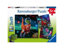 Puzzle Ravensburger Dinosaurios en el Espacio de 3x49 Pzs