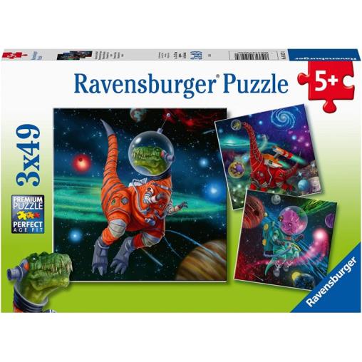 Puzzle Ravensburger Dinosaurios en el Espacio de 3x49 Pzs