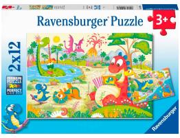 Puzzle Ravensburger Dinosaurios Juguetones de 2x12 Piezas