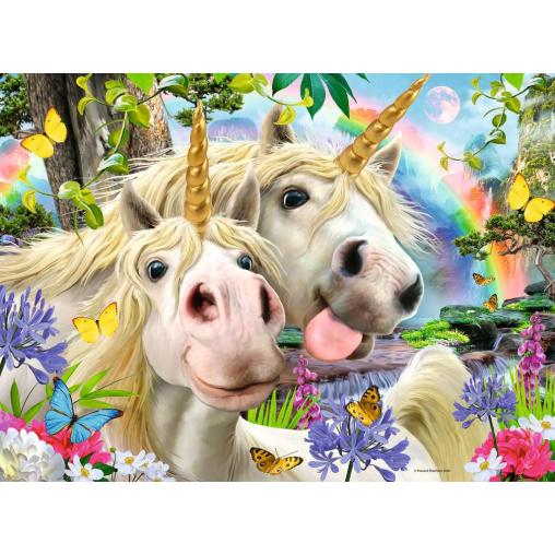 Puzzle Ravensburger Selfie de Unicornios XXL de 100 Piezas