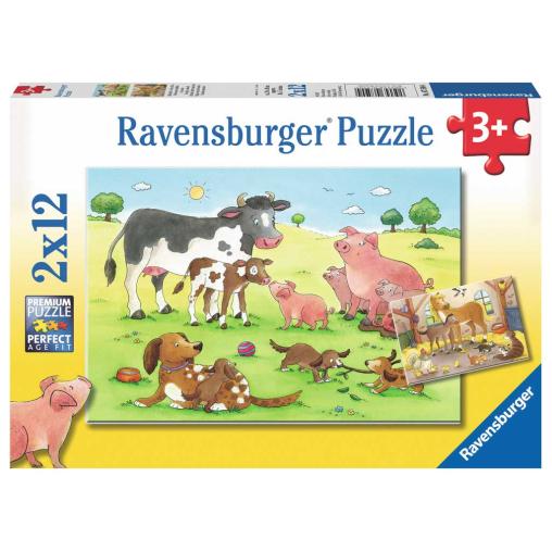 Puzzle Ravensburger Familias Animales de 2x12 Piezas