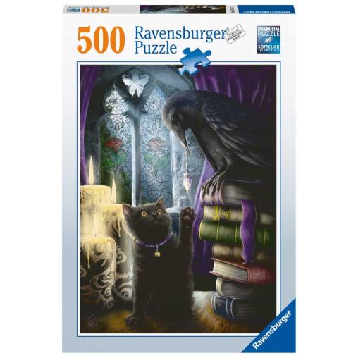 Puzzle Ravensburger Gato Negro y Cuervo de 500 Piezas